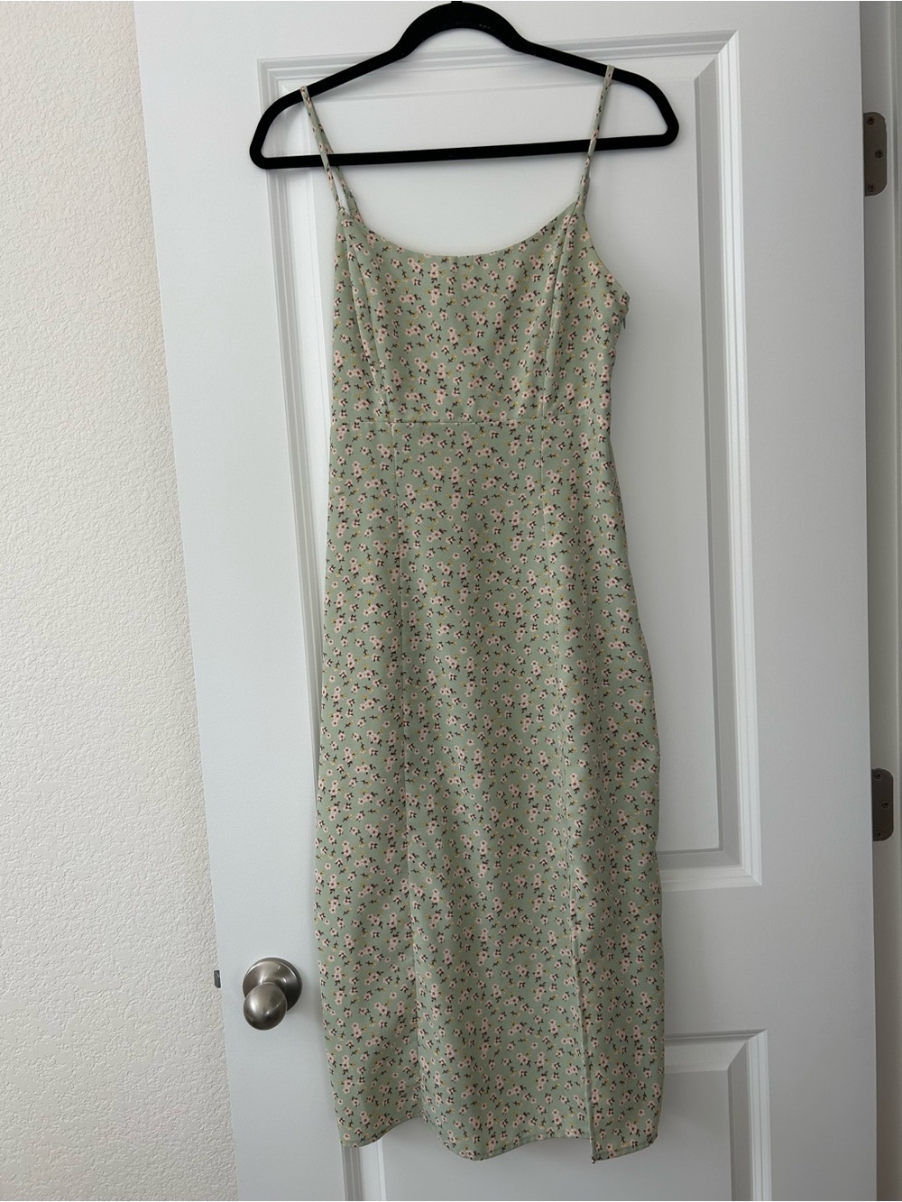 Altar'd State Sage Green Floral Slip Midi Dress